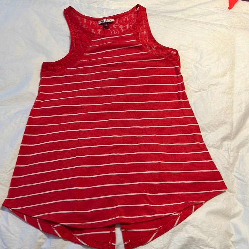 SO coral white stripe sleeveless shirt. Size S.